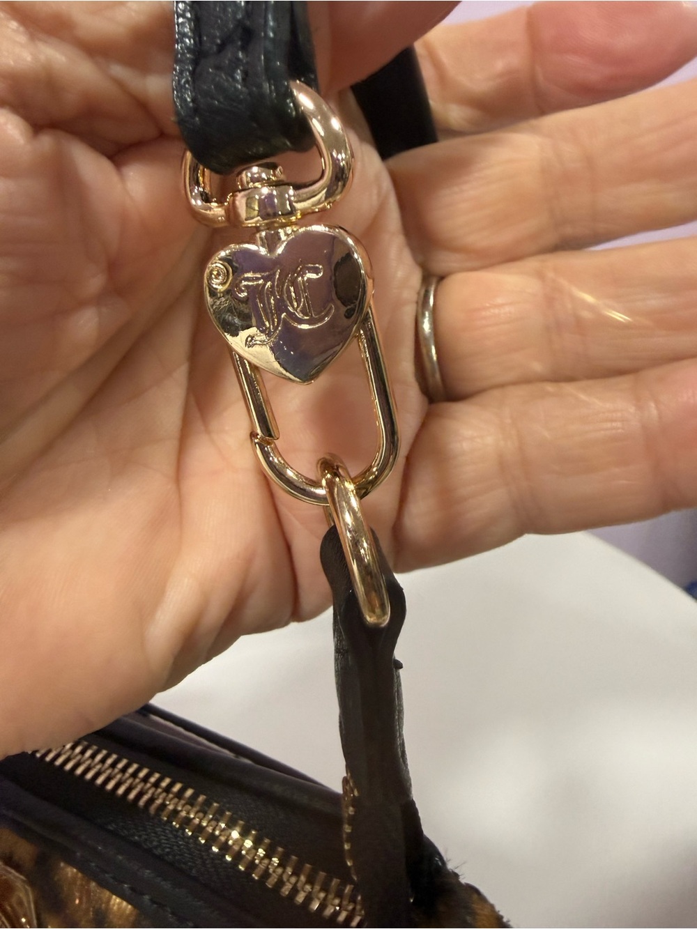 Juicy Couture Leopard Print Mini Bag with Black Trim and Gold Hardware - Picture 6 of 9